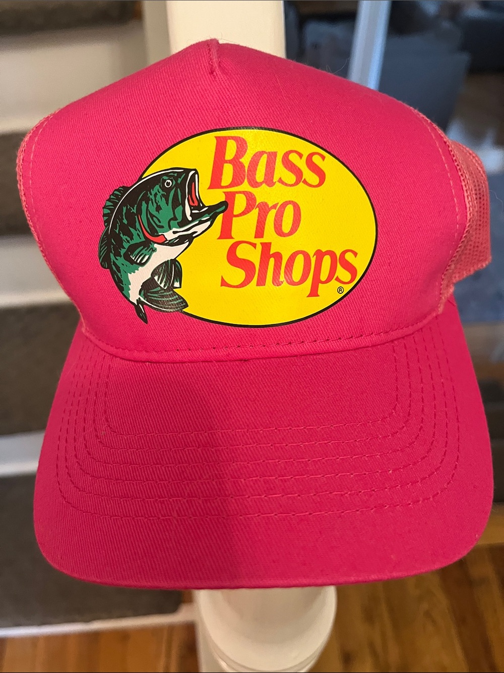 Bass Pro Shops Hot Pink Truckers Cap with Yellow Logo